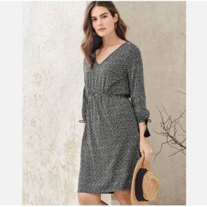 Garnet Hill Black & White Tassle-Tie Knit Dress - Size M